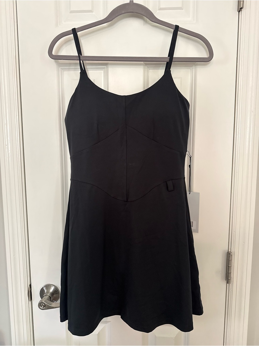 girlfriend collective Black Mini A-Line Slip Dress